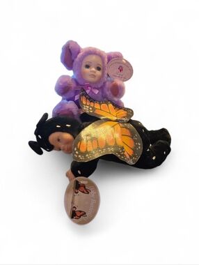 Anne Geddes 9" Sleeping Monarch Butterfly Bean Doll Vintage 1998 w Bonus J.Misa